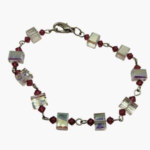 Swarovski Crystal Bracelet Clear Red Bead